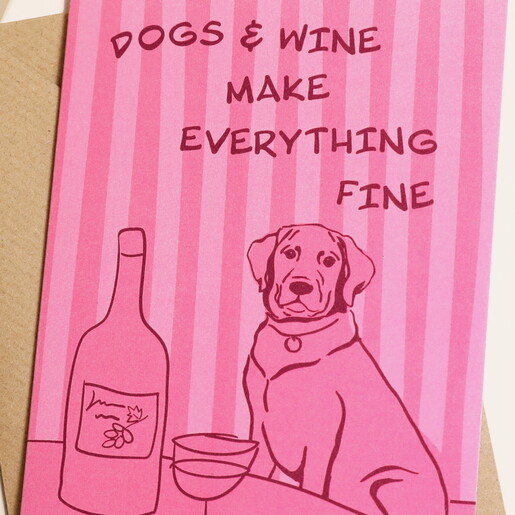 Dogs and Wine Greetings Card