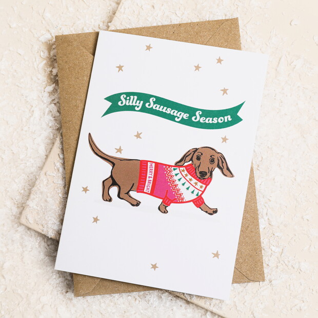 Silly Sausage Season Dog Christmas Card