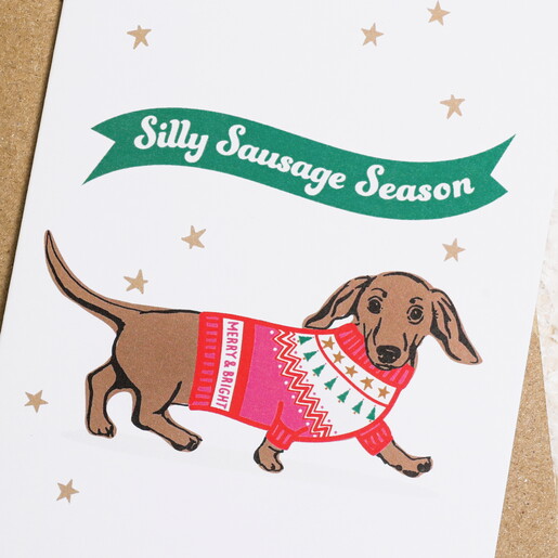Silly Sausage Season Dog Christmas Card