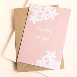 Thinking of You Pink Floral Greetings Card