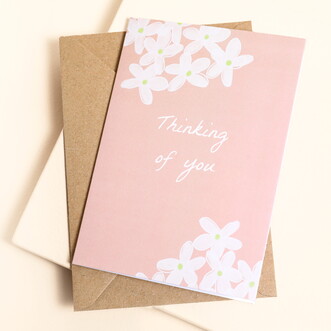 Thinking of You Pink Floral Greetings Card