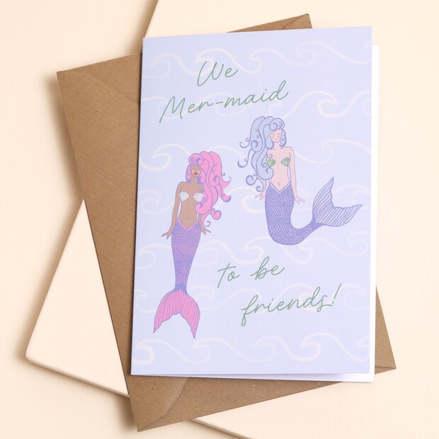We Mer-Maid To Be Friends Greetings Card