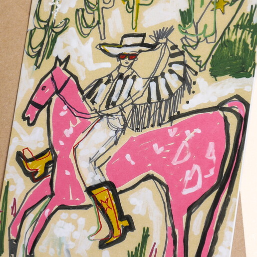 East End Prints Pink Horse Cowboy Greetings Card East End Prints Pink Horse Cowboy Greetings Card
