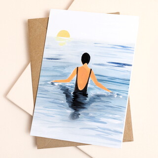 East End Prints Swimmer Greetings Card