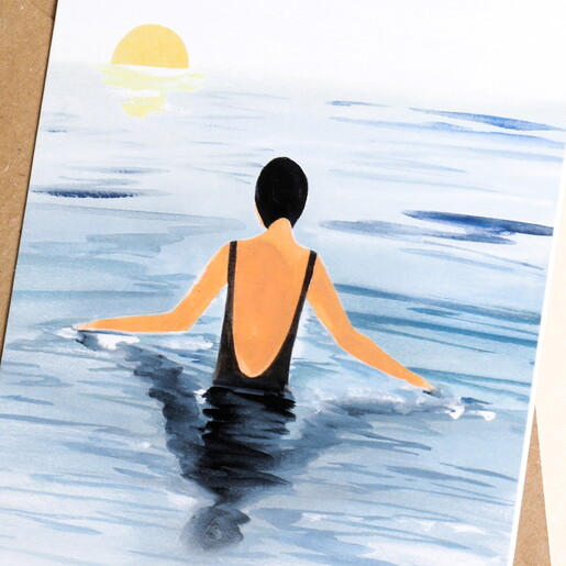 Close up of East End Prints Swimmer Greetings Card