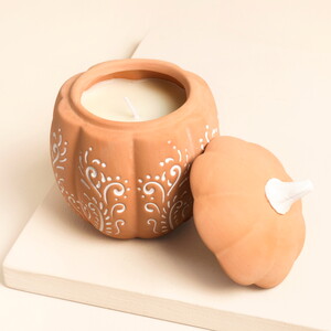 Floral Pumpkin Ceramic Candle