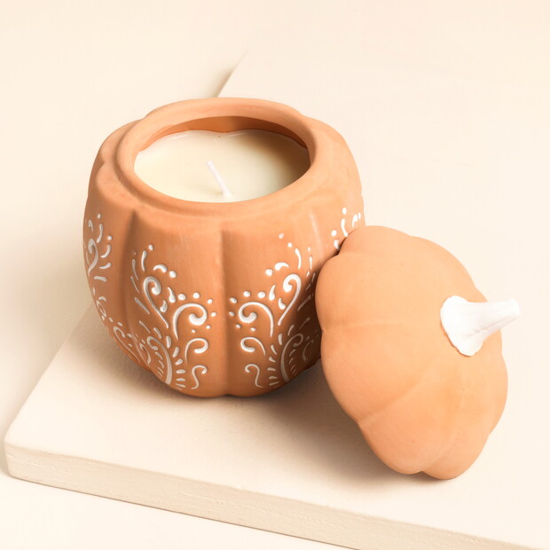 Floral Pumpkin Ceramic Candle Floral Pumpkin Ceramic Candle