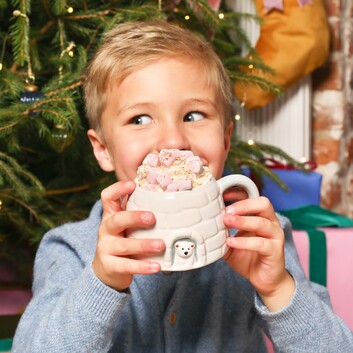 Novelty Igloo Christmas Ceramic Mug with Lid