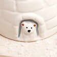 Close Up of Novelty Igloo Christmas Ceramic Mug with Lid