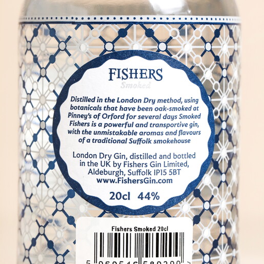 Close Up of 20cl Fishers Smoked Gin