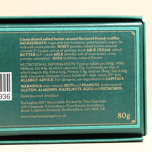 Back of The Chocolate Gift Co. Salted Caramel Chocolate Dragon Teeth