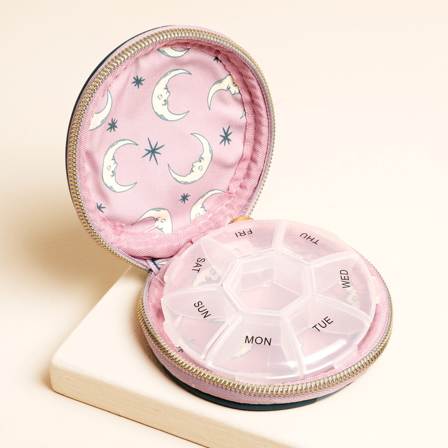 Designworks Vegan Leather Celestial Moon and Stars Pill Case