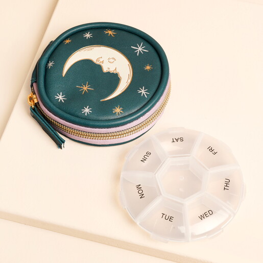 Designworks Vegan Leather Celestial Moon and Stars Pill Case