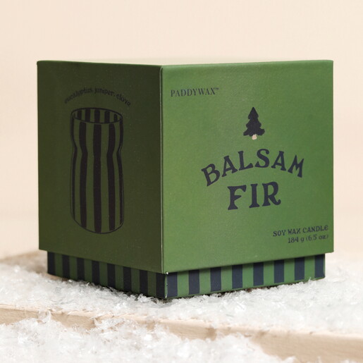 Paddywax Balsam Fir Cabana Green Striped Ceramic Candle