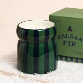 Paddywax Balsam Fir Cabana Green Striped Ceramic Candle