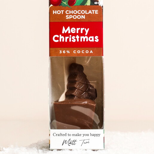 Close Up of Gnaw Merry Christmas Milk Hot Chocolate Spoon