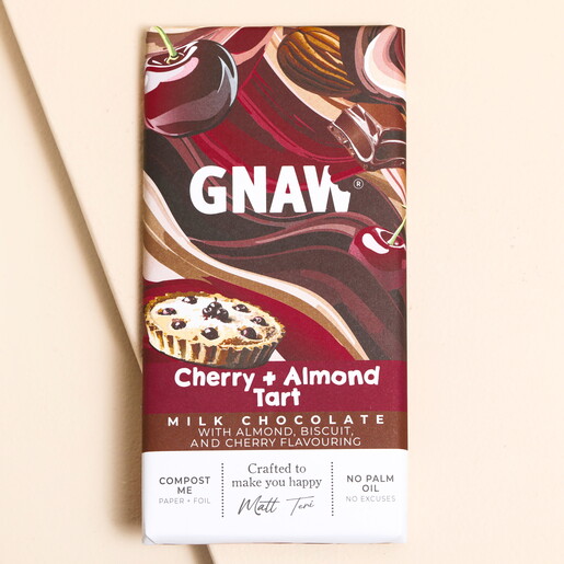 Gnaw Cherry & Almond Tart Milk Chocolate Bar