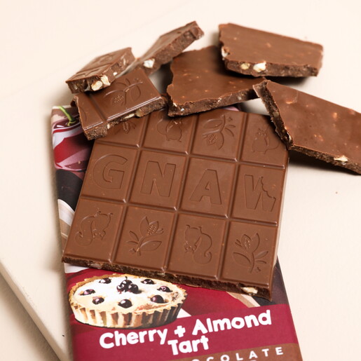 Gnaw Cherry & Almond Tart Milk Chocolate Bar