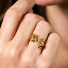 Adjustable Stainless Steel Bow Ring in Gold