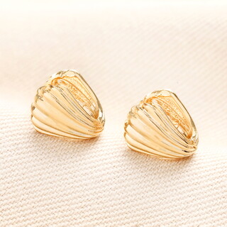 Clam Huggie Hoop Earrings in Gold