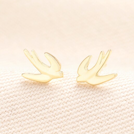 Flying Bird Stud Earrings in Gold