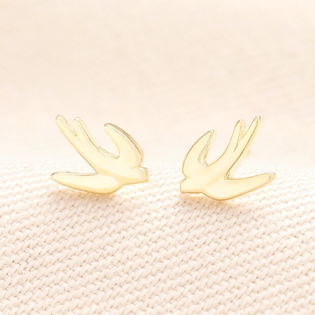 Flying Bird Stud Earrings in Gold Flying Bird Stud Earrings in Gold