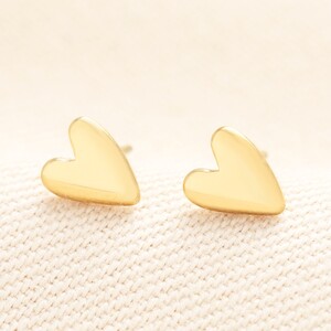 Stainless Steel Delicate Heart Stud Earrings in Gold