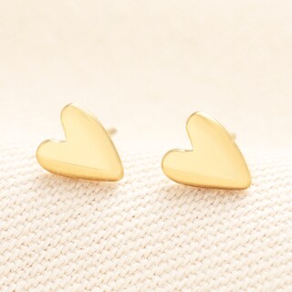 Stainless Steel Delicate Heart Stud Earrings in Gold