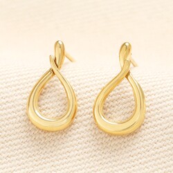 Stainless Steel Teardrop Stud Earrings in Gold