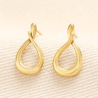Stainless Steel Teardrop Drop Earrings in Gold