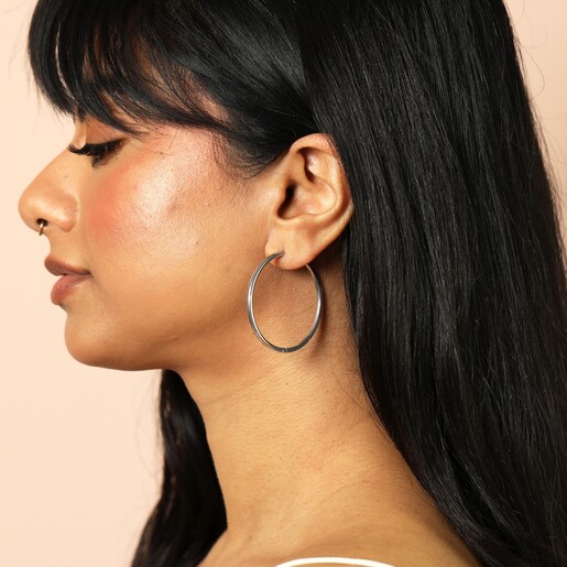 Stainless Steel Large Hoops in Silver