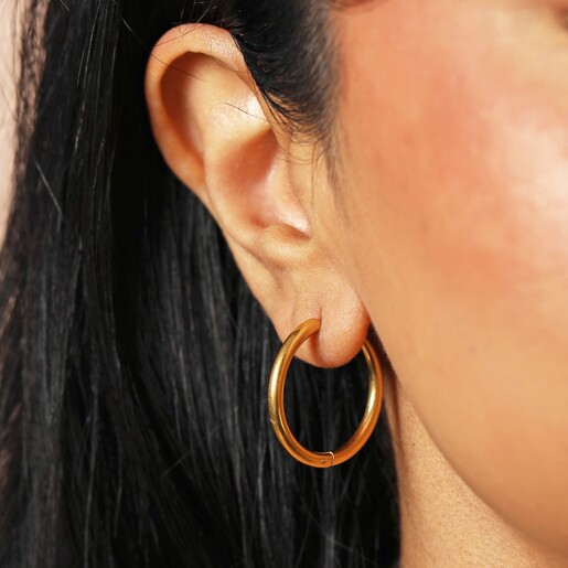 Stainless Steel Small Thin Hoops in Gold