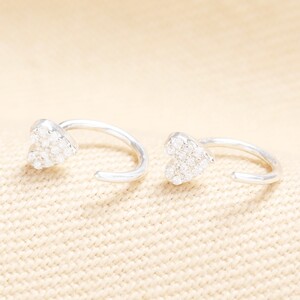 Sterling Silver Tiny Loop Heart Huggie Hoop Earrings in Silver