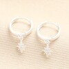 Tiny Star Charm Huggie Hoop Earrings in Silver