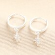 Tiny Star Charm Huggie Hoop Earrings in Silver