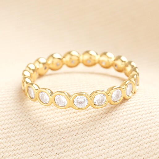 Large Multi Crystal Band Ring in Gold