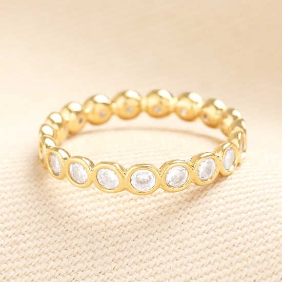 Large Multi Crystal Band Ring in Gold S/M