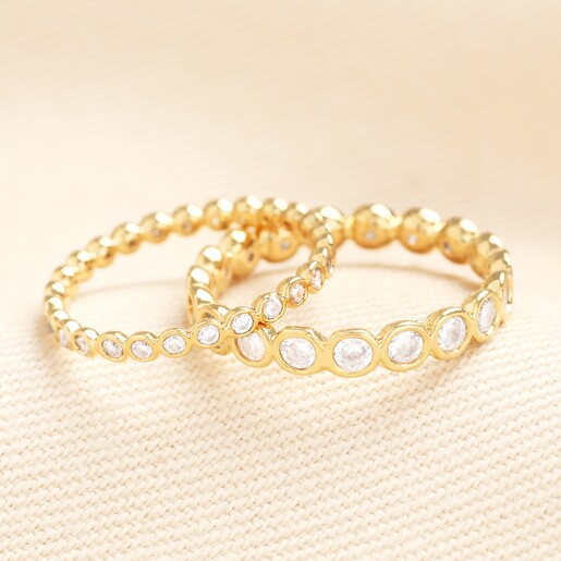Large Multi Crystal Band Ring in Gold