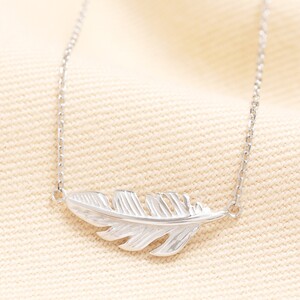 Stainless Steel Feather Pendant Necklace in Silver