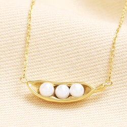 Stainless Steel Peas in a Pod Pendant Necklace in Gold