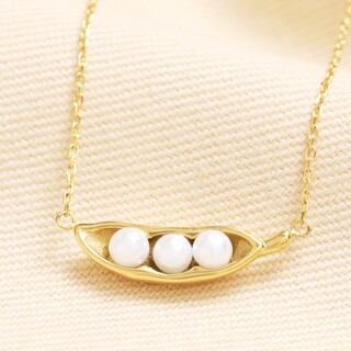 Stainless Steel Peas in a Pod Pendant Necklace in Gold