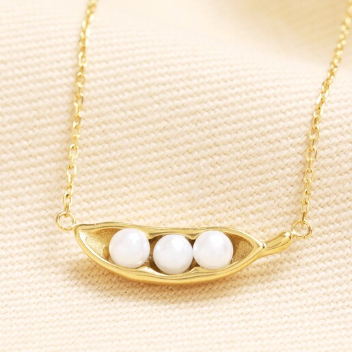 Stainless Steel Peas in a Pod Necklace in Gold