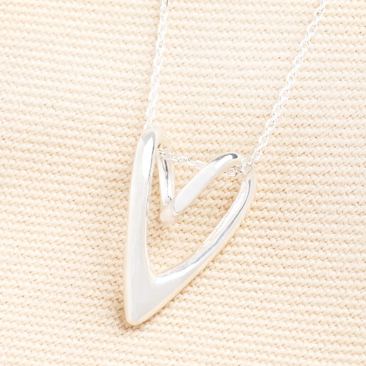 Sterling Silver Looped Large Heart Necklace