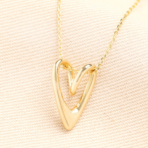 Sterling Silver Looped Large Heart Necklace in Gold
