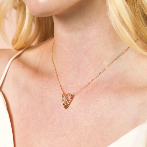 Sterling Silver Looped Large Heart Necklace in GoldSterling Silver Looped Large Heart Necklace in Gold