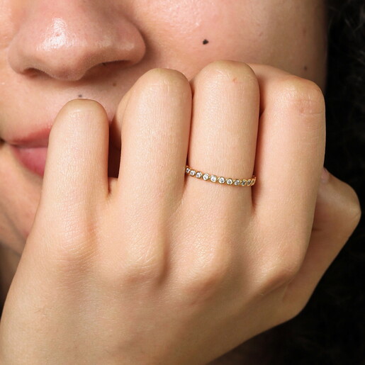 Small Multi-Disc Crystal Ring in Gold on Model