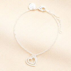 Sterling Silver Interlocking Crystal Heart Charm Bracelet