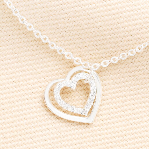 Sterling Silver Interlocking Crystal Heart Charm Bracelet