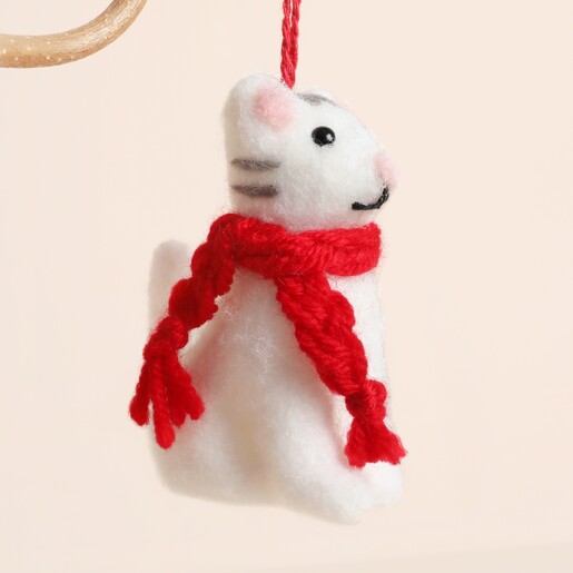 Festive Felt Cat Hanging Decoration