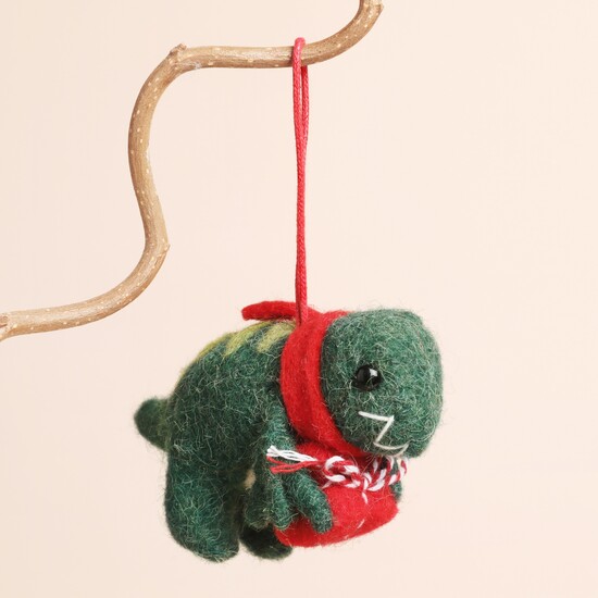 Festive Felt Dinosaur Hanging Decoration